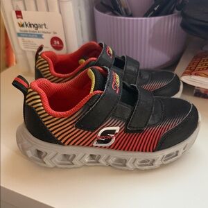 Skechers Kids Black and Red Velcro Sneakers